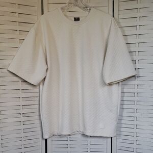 Saints Studio Men's Cream Textured Short Sleeve Shirt Size XL